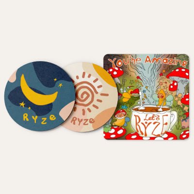 RYZE Coasters + Mushroom Magnet - Table Mood