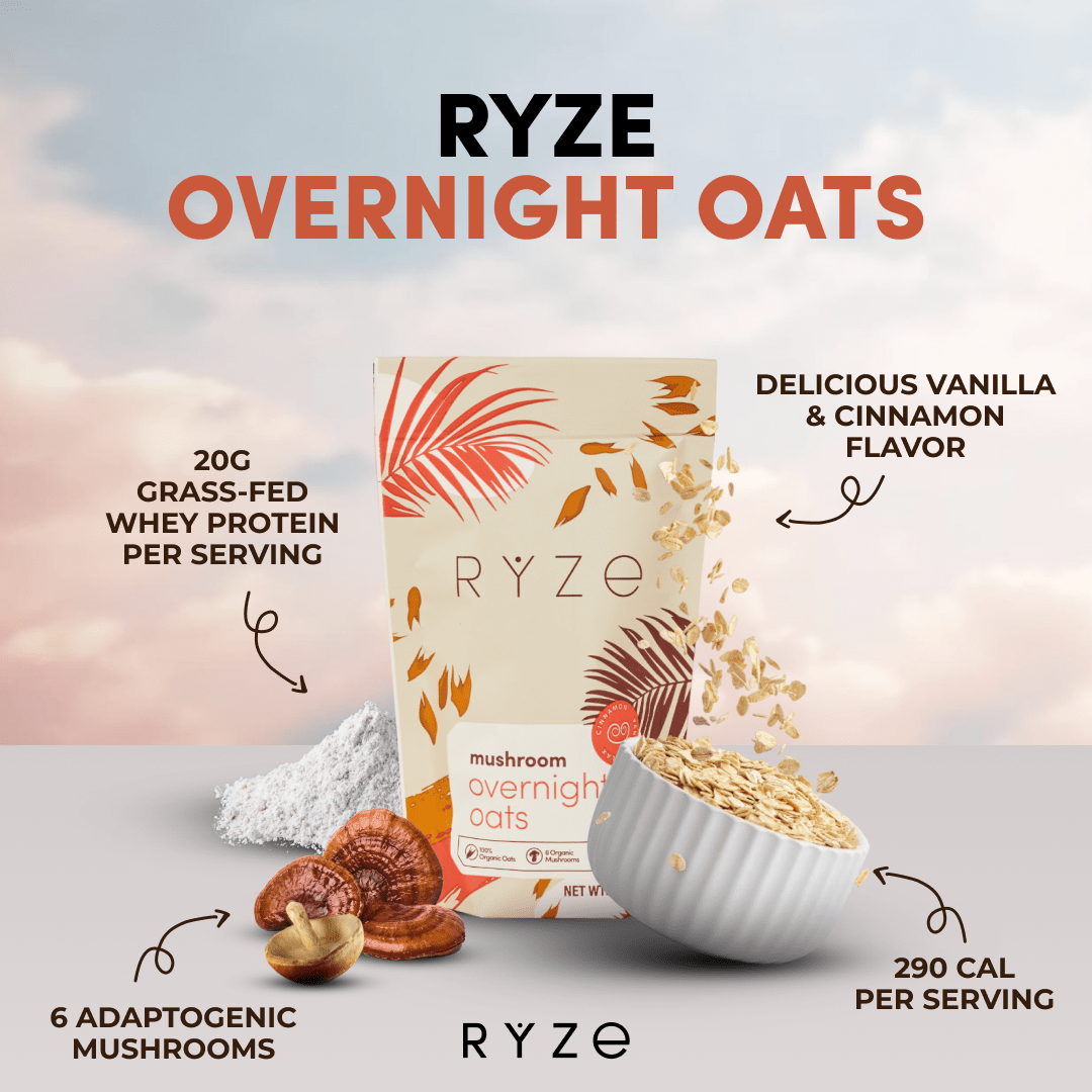 RYZE Mushroom Overnight Oats Pack (28 Servings) - Daily Breakfast