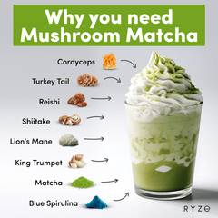 RYZE Organic Mushroom Matcha Starter Kit (60 servings) - Fresh Start