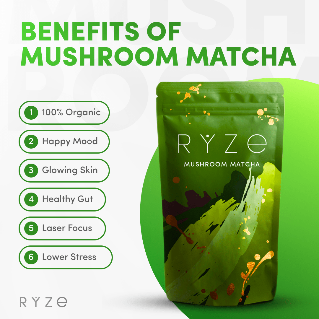 RYZE Organic Mushroom Matcha Starter Kit (60 servings) - Fresh Start